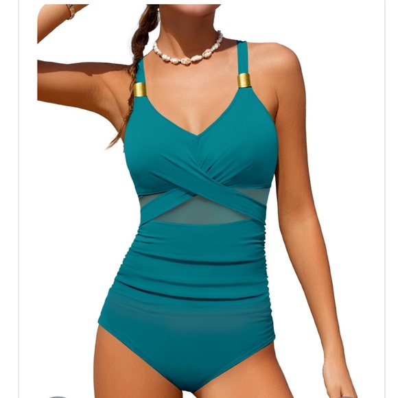 Teal Bathing Suit One Piece Swimwear Girls Youth Teen Size 12-14. - Picture 1 of 1